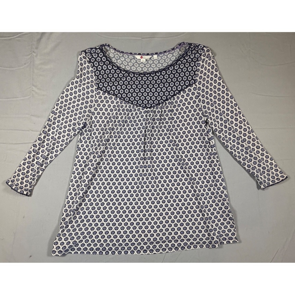Boden Navy White Star Print Long Sleeve Tunic Top Blouse US 8 UK 12